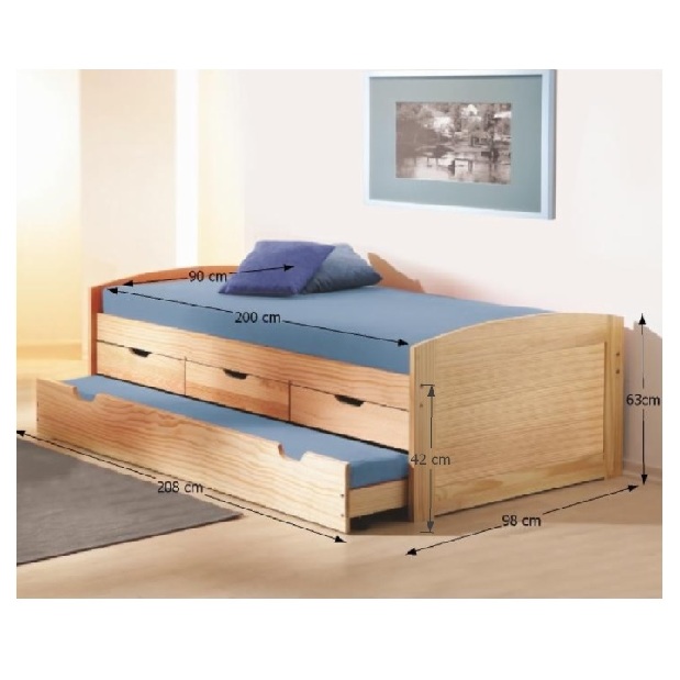 Széthúzható ágy 90 cm Mercatu (ágyráccsal) (masszív)