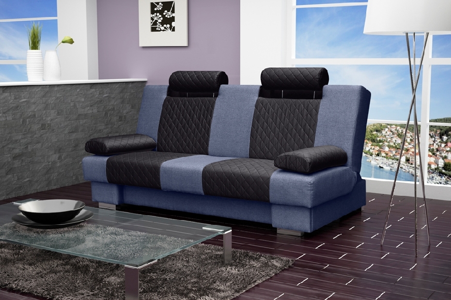 Háromszemélyes kanapé Amete (fekete + kék)