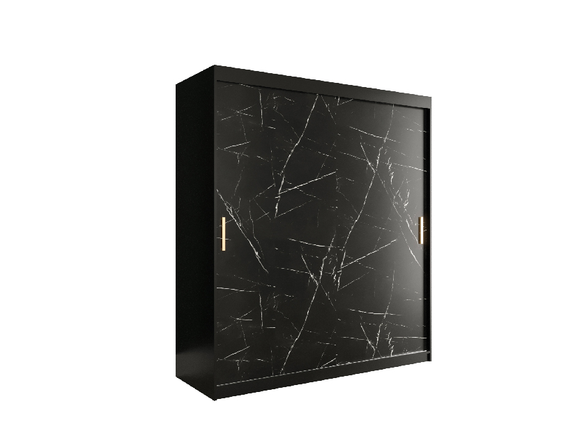 Ruhásszekrény 180 cm Marbelo T (matt fekete + fekete márvány)