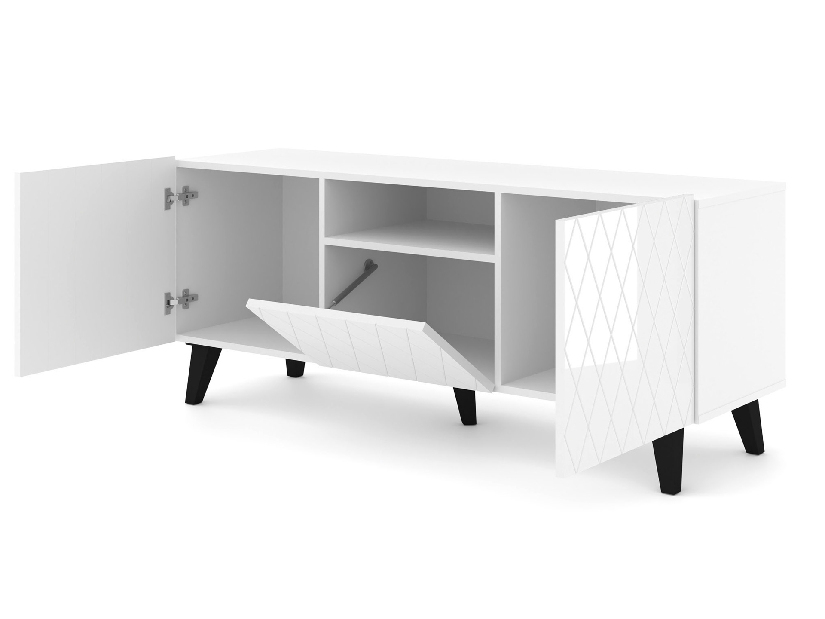 TV asztal/szekrény Dintanna 145 (fehér + fényes fehér)