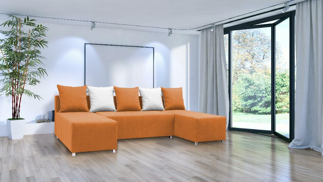 U-alakú sarok kanapé Brigid U (narancssárga + párnák)