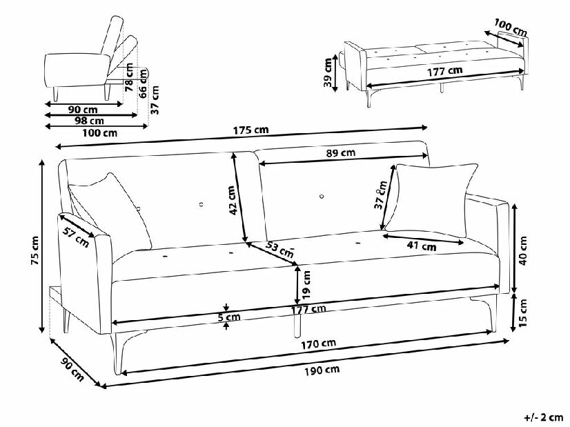 Háromszemélyes kanapé Lucza (szürke)