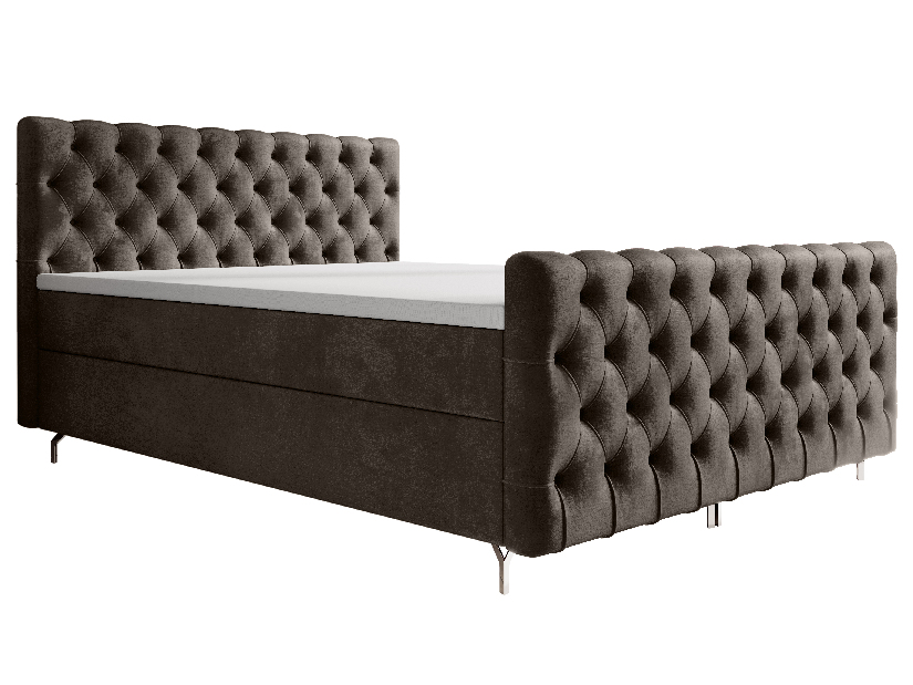 Egyszemélyes ágy 120 cm Clinton Bonell (barna) (ágyráccsal, tárolóhellyel)