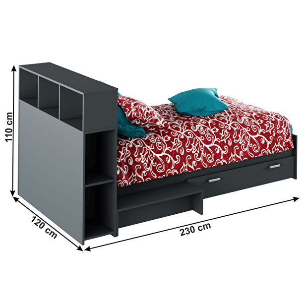 Egyszemélyes ágy 90 cm Adrana (grafit)