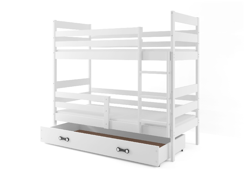 Emeletes ágy 80 x 190 cm Eril B (fehér + fehér) (ágyrácsokkal és tárolóhellyel)