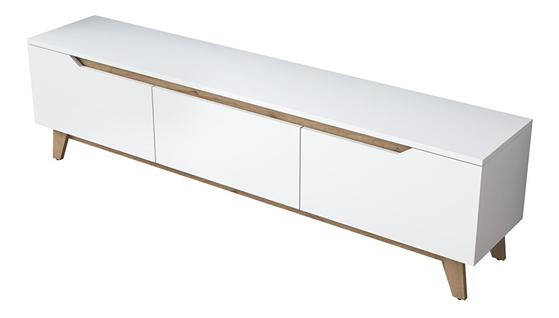 TV asztal/szekrény Damien (fehér + világos dió)
