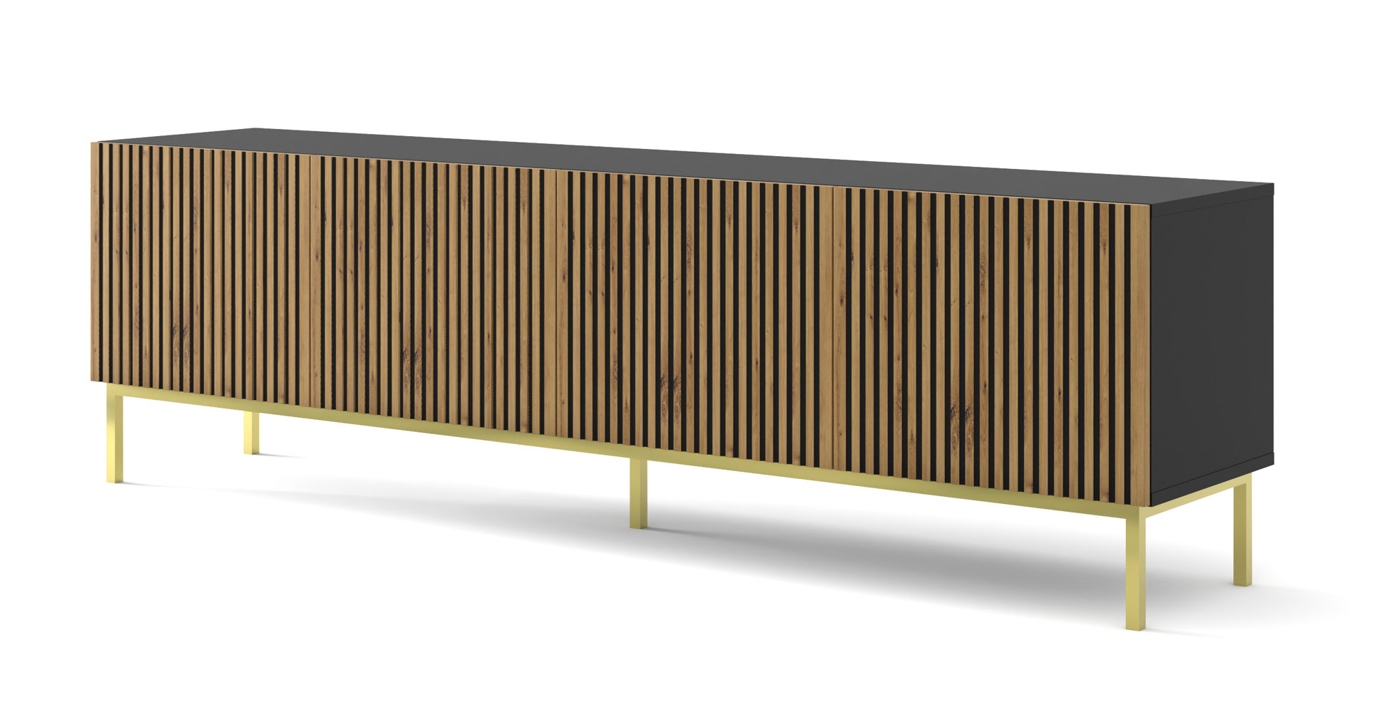 TV szekrény/asztal F 4D 200 Rowanna (artisan tögy + fekete + arany)