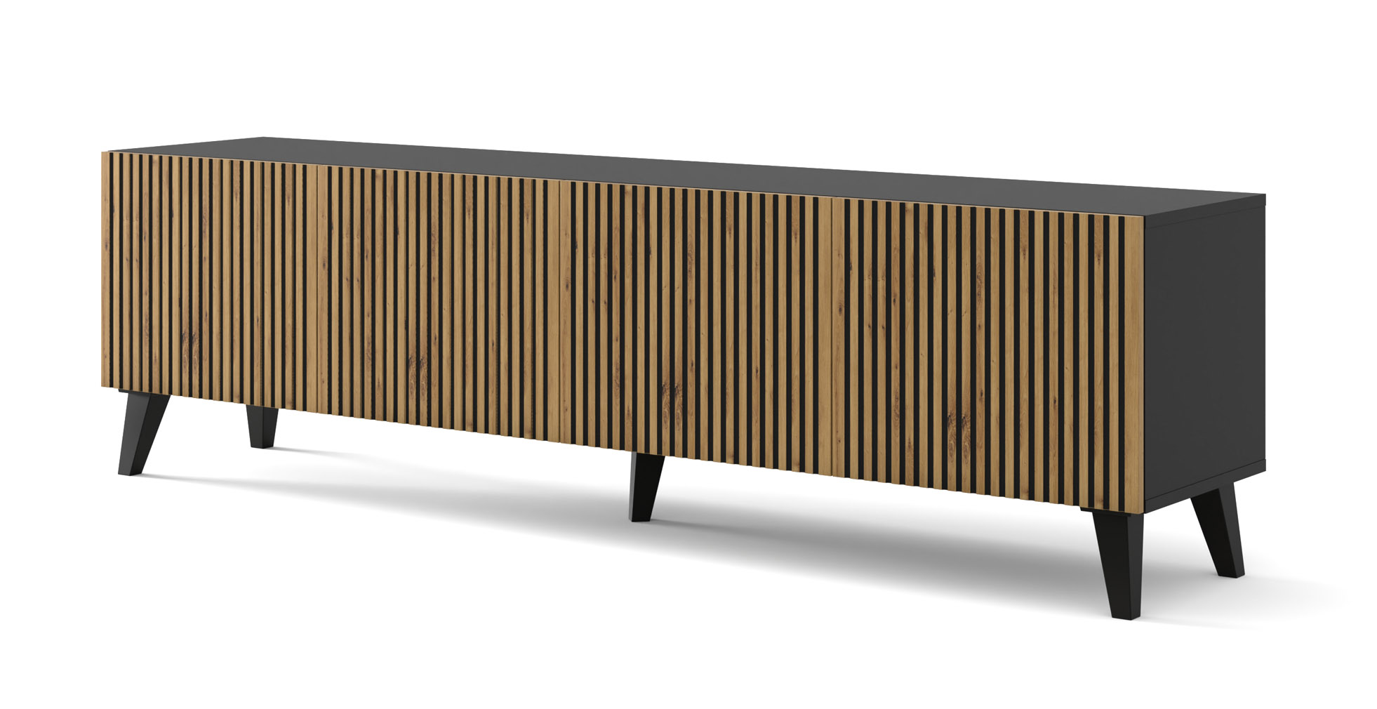 TV szekrény/asztal F 4D 200 Rowanna (artisan tölgy + fekete)