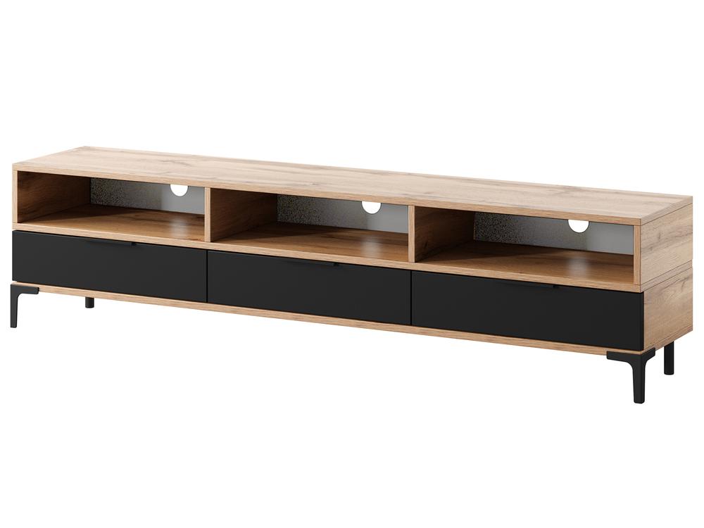 Tv szekrény/asztal Ricko (világítással) (wotan tölgy +fekete)