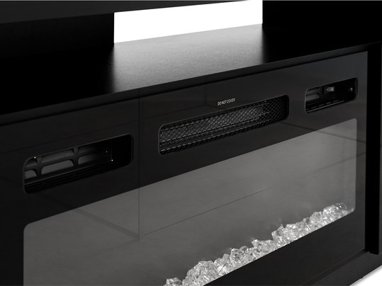 TV szekrény kandallóval Anaceta (grafit + fényes grafit) (LED világítással)