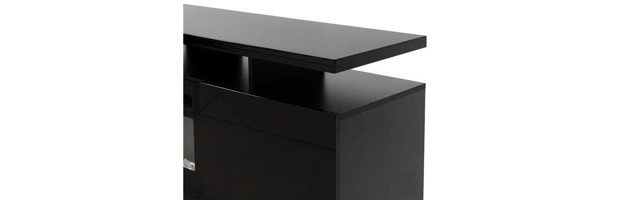 TV szekrény kandallóval Anaceta (grafit + fényes grafit) (LED világítással)