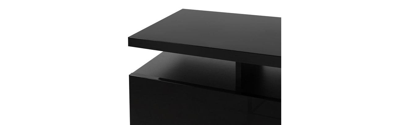 TV szekrény kandallóval Anaceta (grafit + fényes grafit) (LED világítással)