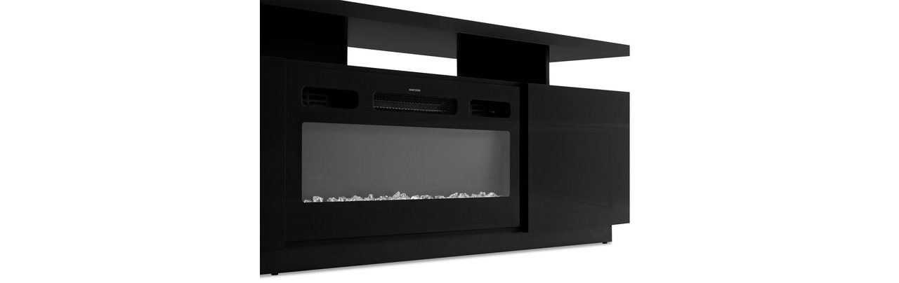 TV szekrény kandallóval Anaceta (grafit + fényes grafit) (LED világítással)