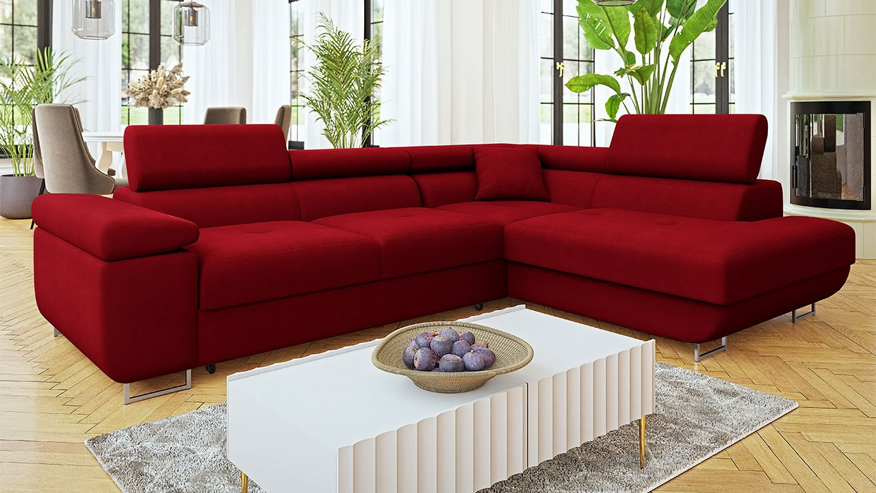 Sarokkanapé Terazuro Premium (bordó) (tárolóhellyel) (J)