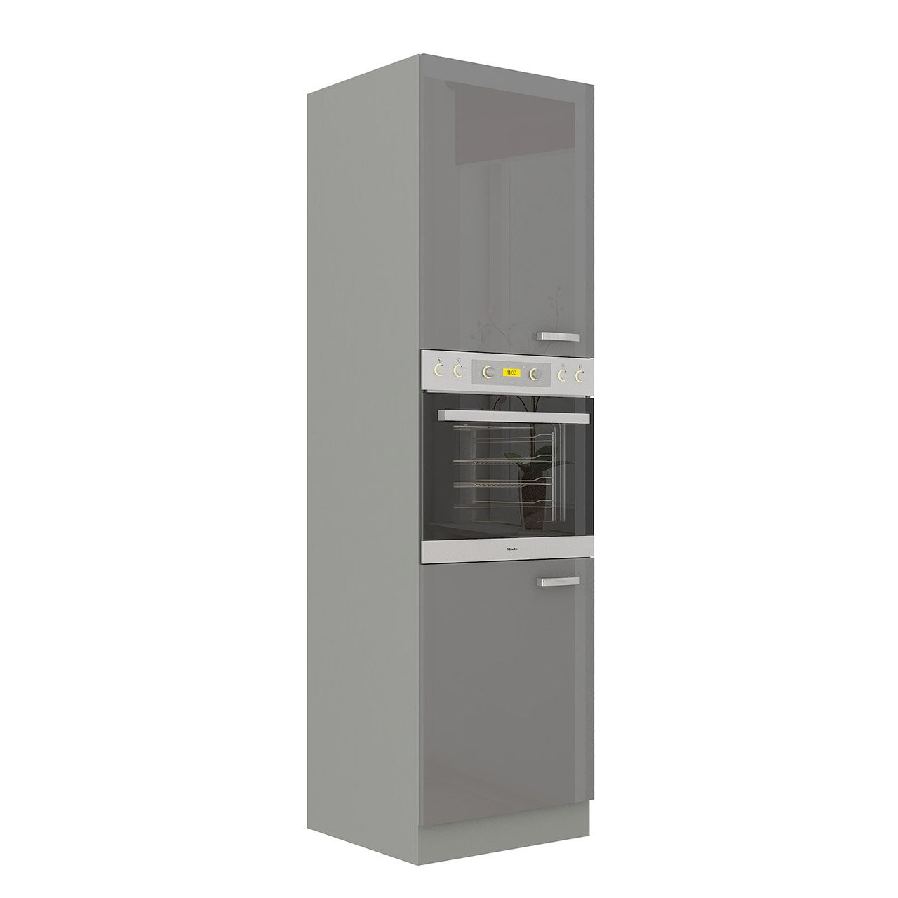 Magas sütő alatti szekrény sütéshez Milo 60 DP-210 2F (szürke + szürke fényes)