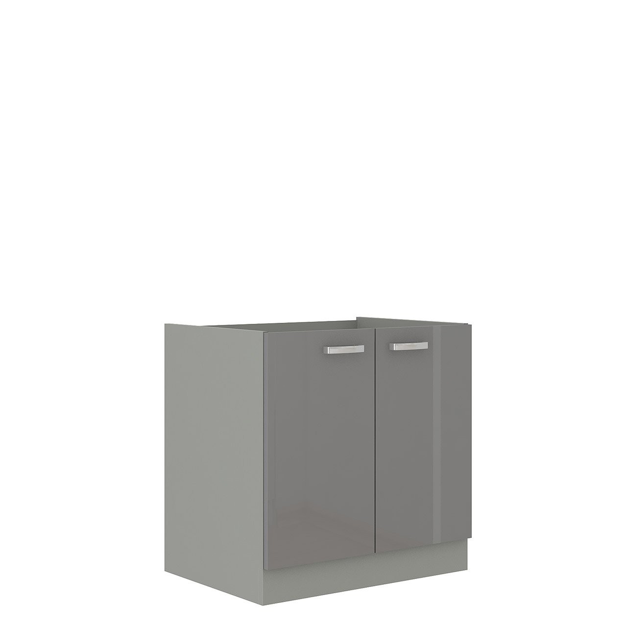 Alsó konyhaszekrény mosogató alatt Milo 80 ZL 2F BB (szürke + szürke fényes)