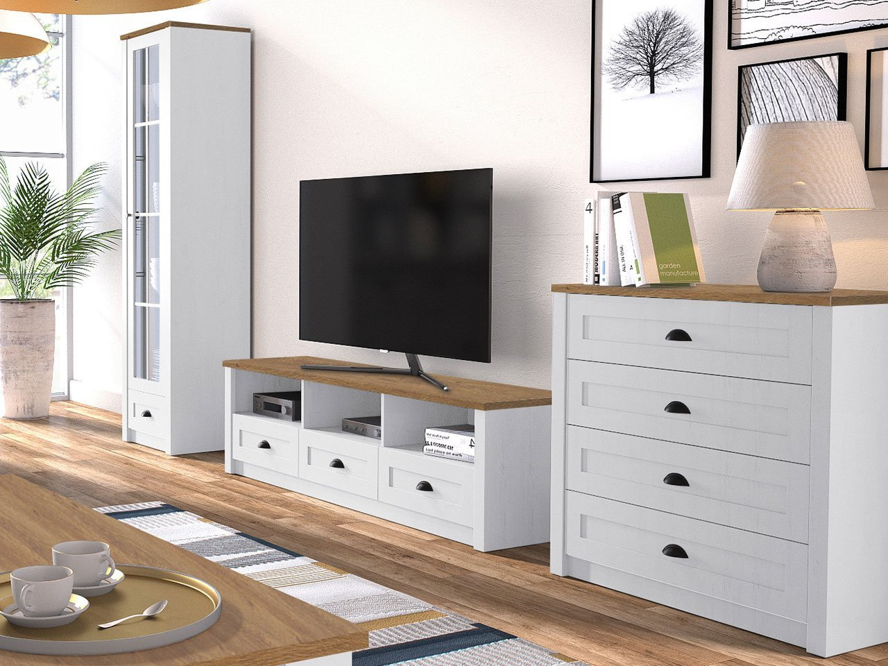 Nappali bútor Patrick IV (Andersen fenyő + sötét Lefkas tölgy)